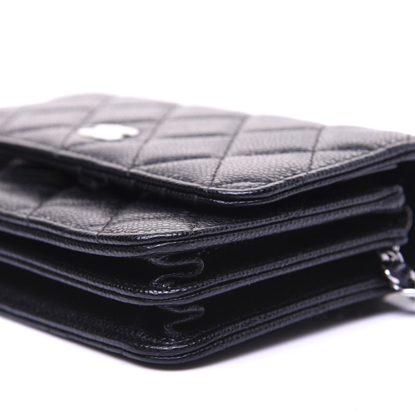 Caviar Quilted Mini Wallet On Chain WOC Black