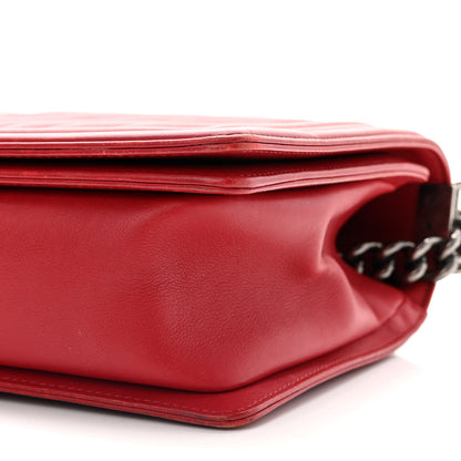 Chanel Calfskin Chevron Quilted Medium Boy Flap Red 9 of 10
