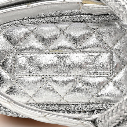 Chanel Metallic Cord Lambskin Quilted Logo Sandals 38 Silver 7 of 10