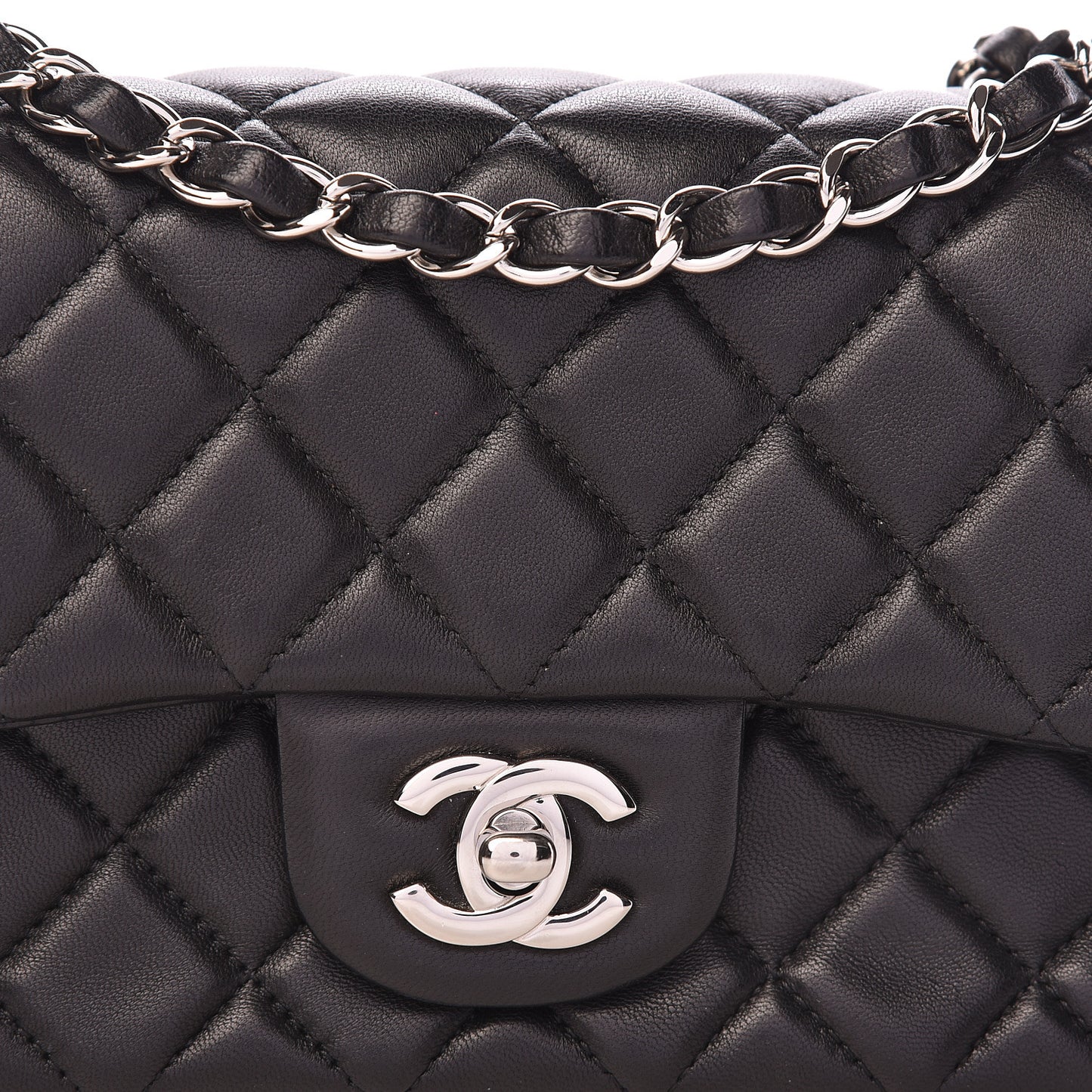 Lambskin Quilted Mini Rectangular Flap Black