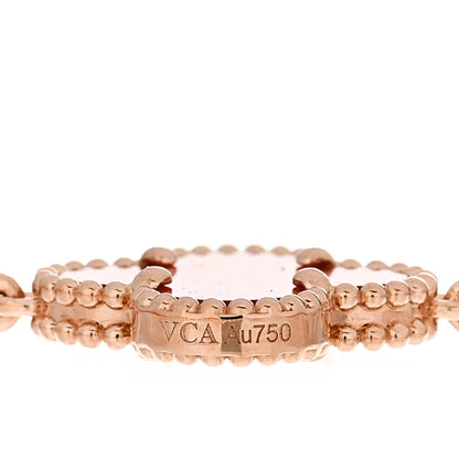 Van Cleef & Arpels 18K Rose Gold Carnelian 5 Motifs Guilloche Vintage Alhambra Bracelet 3 of 5