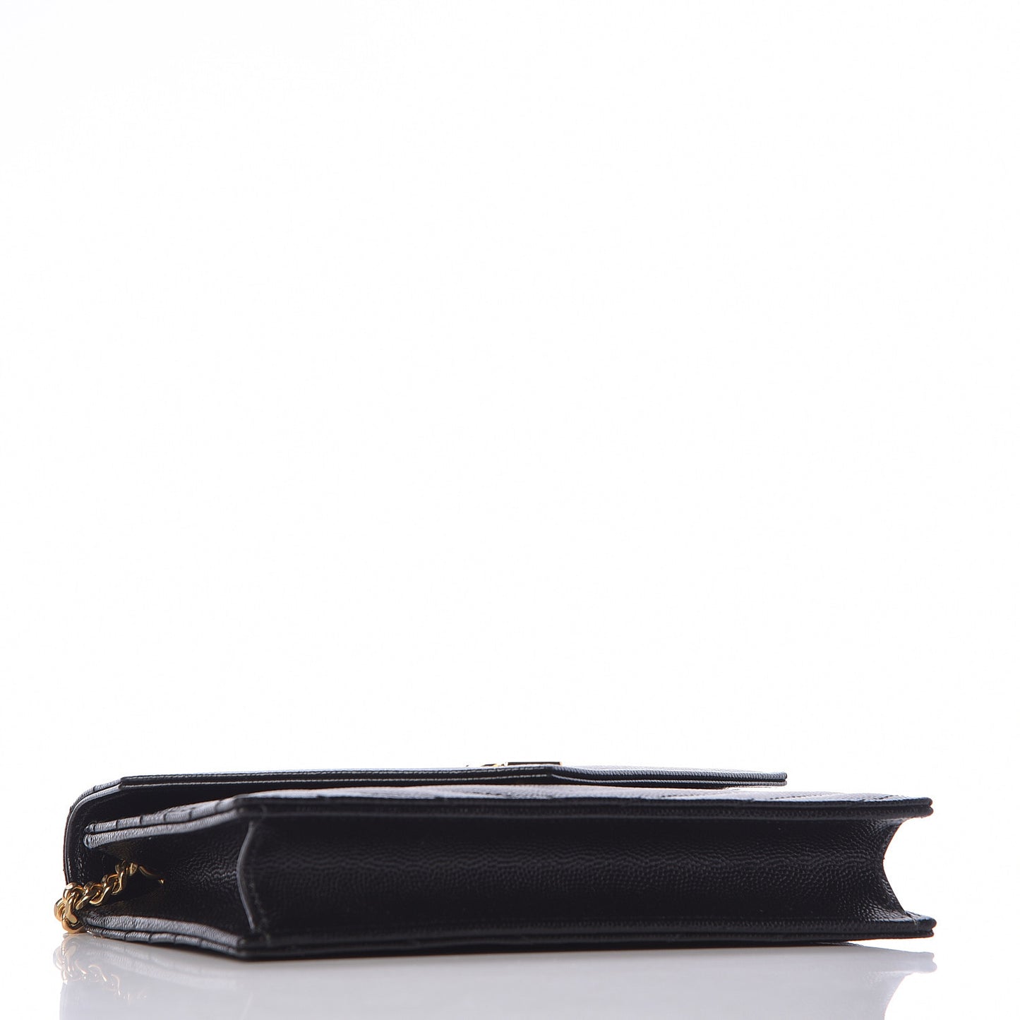 Grain De Poudre Matelasse Chevron Monogram Envelope Chain Wallet Black