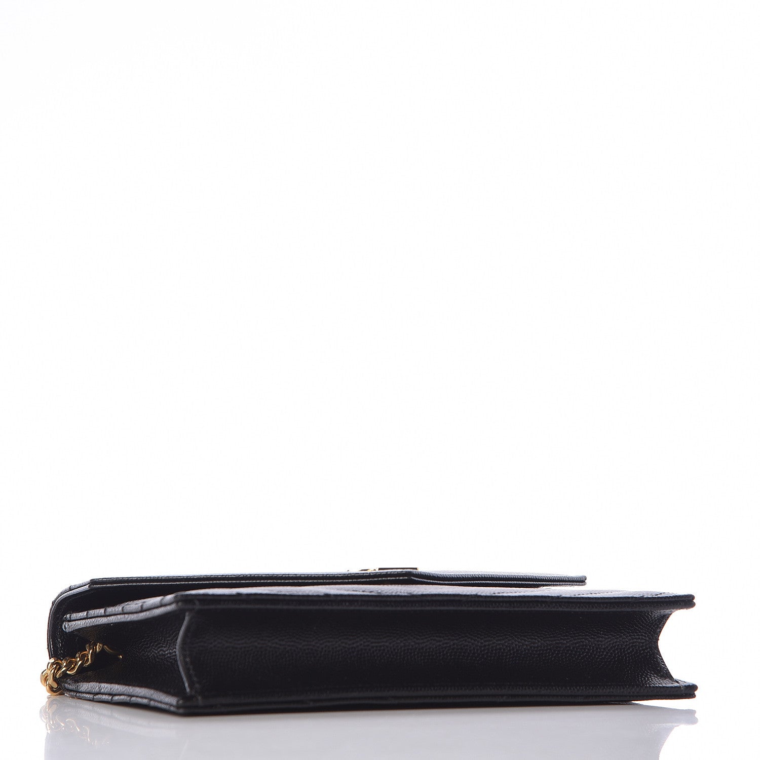 Saint Laurent Grain De Poudre Matelasse Chevron Monogram Envelope Chain Wallet Black 4 of 10