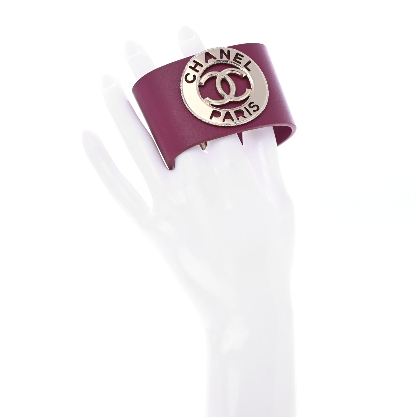 Calfskin Metal CC Cuff Bracelet M Pink Gold