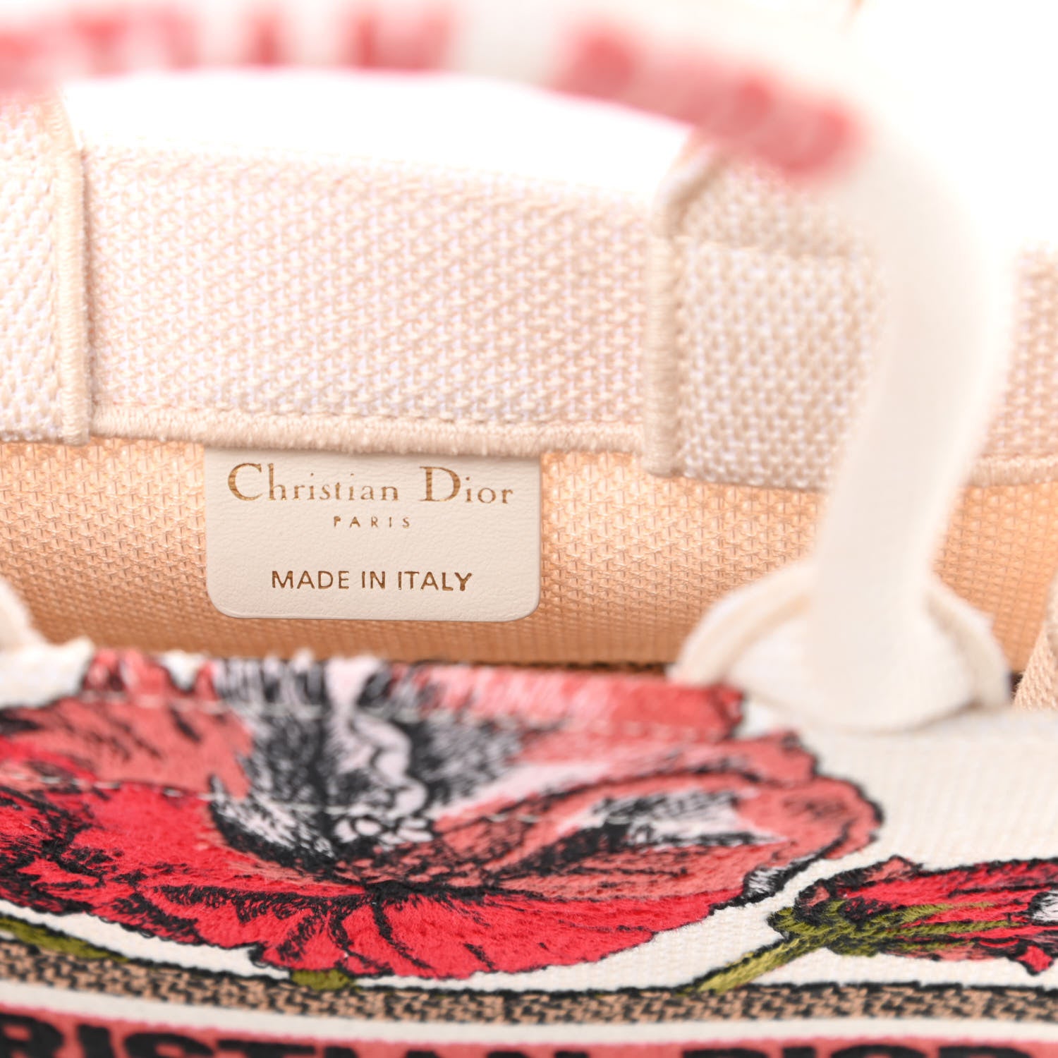 Christian Dior Canvas Embroidered Vertical Fleurs Bibliques Book Tote Latte Multicolor 6 of 10