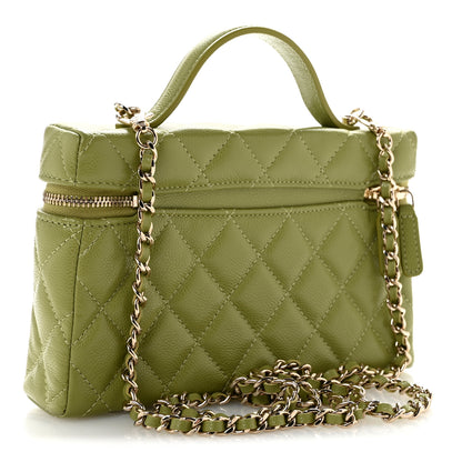 Chanel Caviar Quilted Top Handle Slim Vanity With Chain Khaki 3 of 13