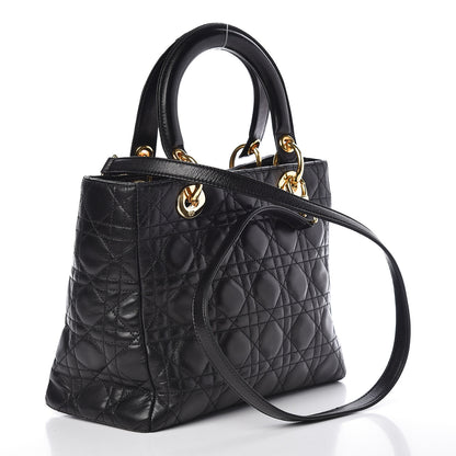Christian Dior Lambskin Cannage Medium Lady Dior Black 3 of 13