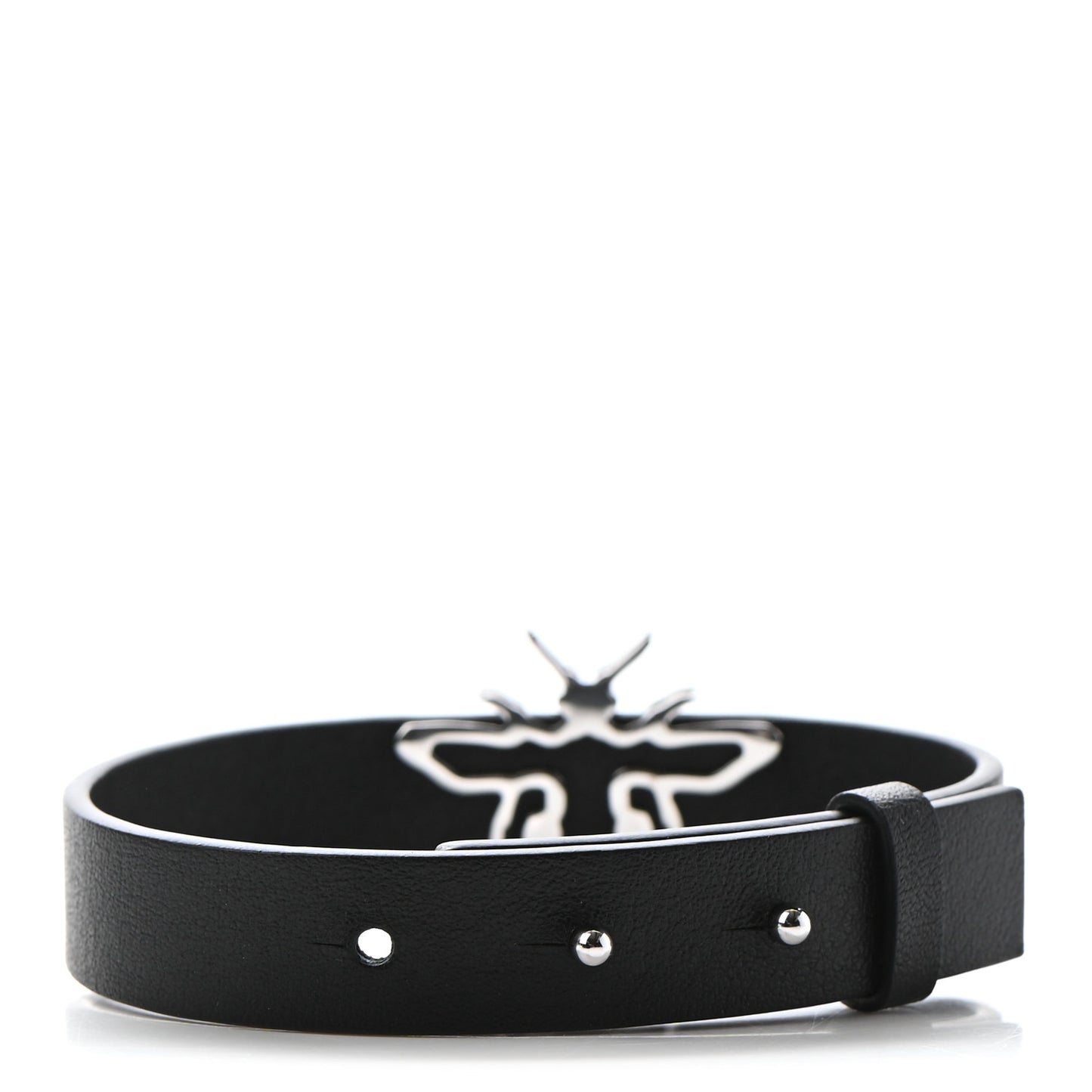 Calfskin Dior Bee Bracelet Black