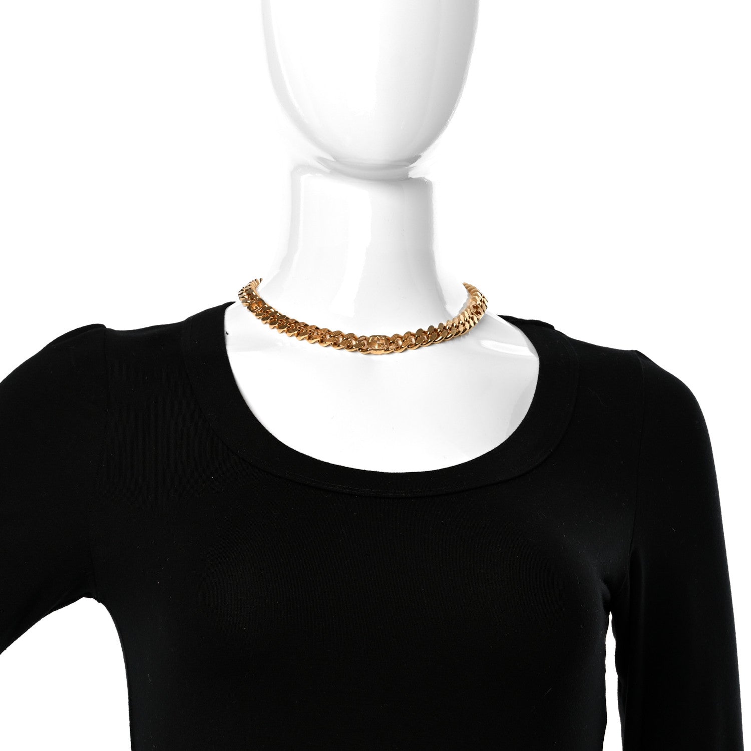 Gucci Interlocking G Script Choker Necklace Gold 3 of 5
