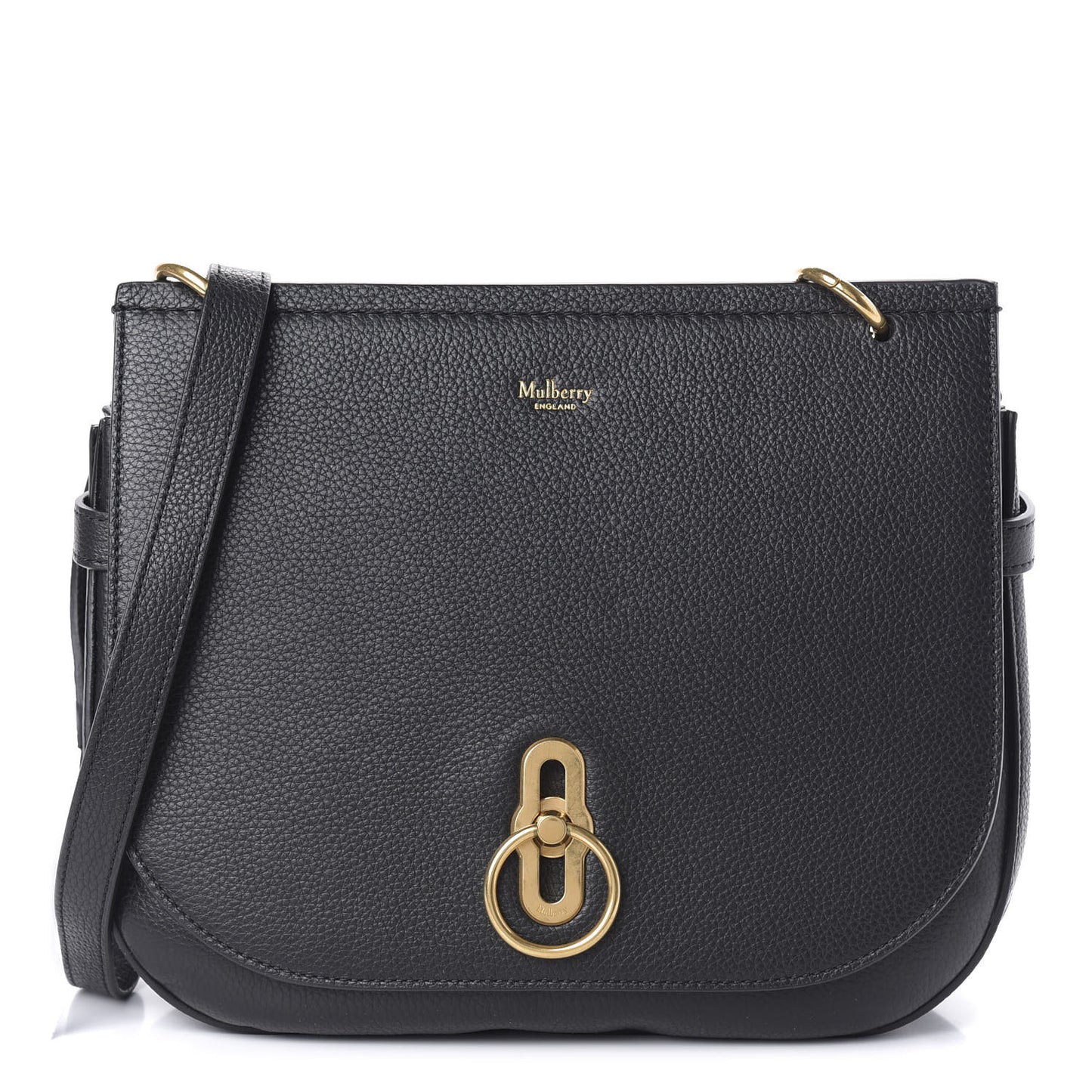Small Classic Grain Calfskin Amberley Satchel Black