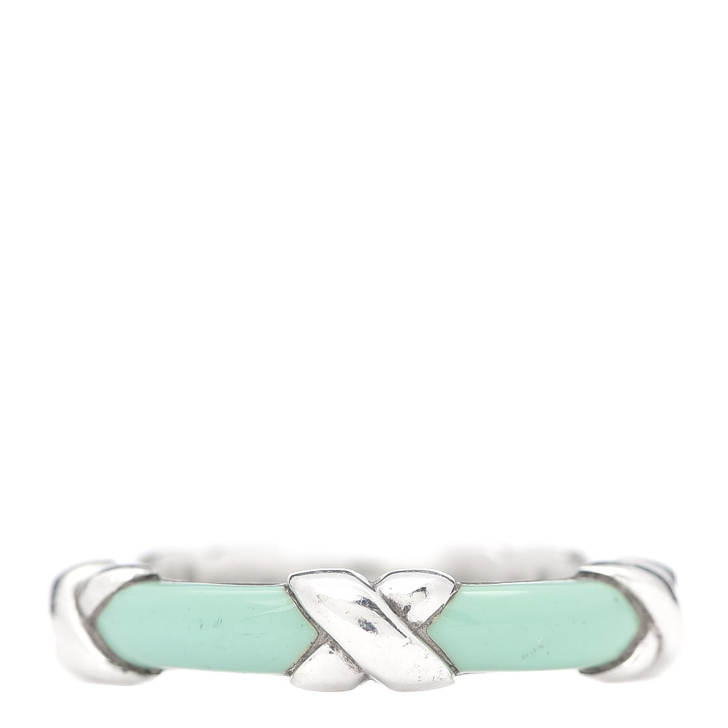 Sterling Silver Enamel Signature X Ring 58 8.5