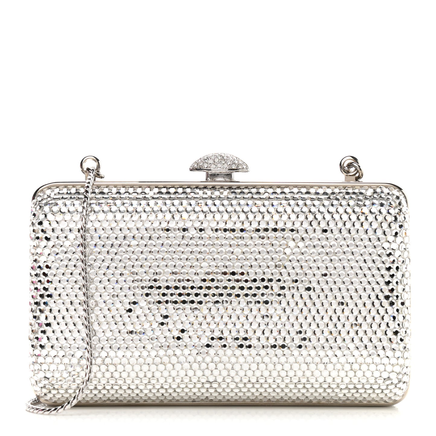 Swarovski Crystal Minaudiere Clutch Silver