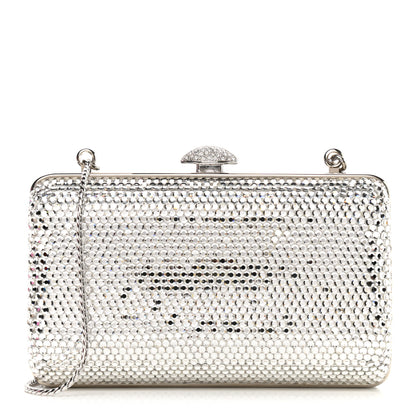 Judith Leiber Swarovski Crystal Minaudiere Clutch Silver 1 of 7