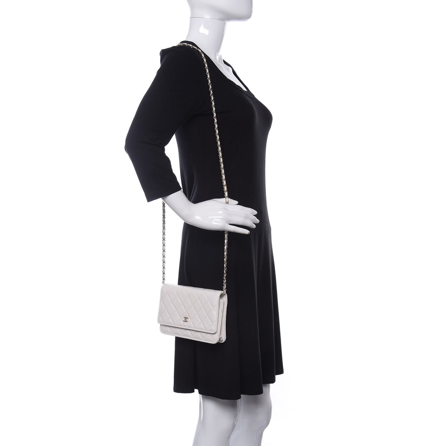 Caviar Quilted Wallet On Chain WOC White