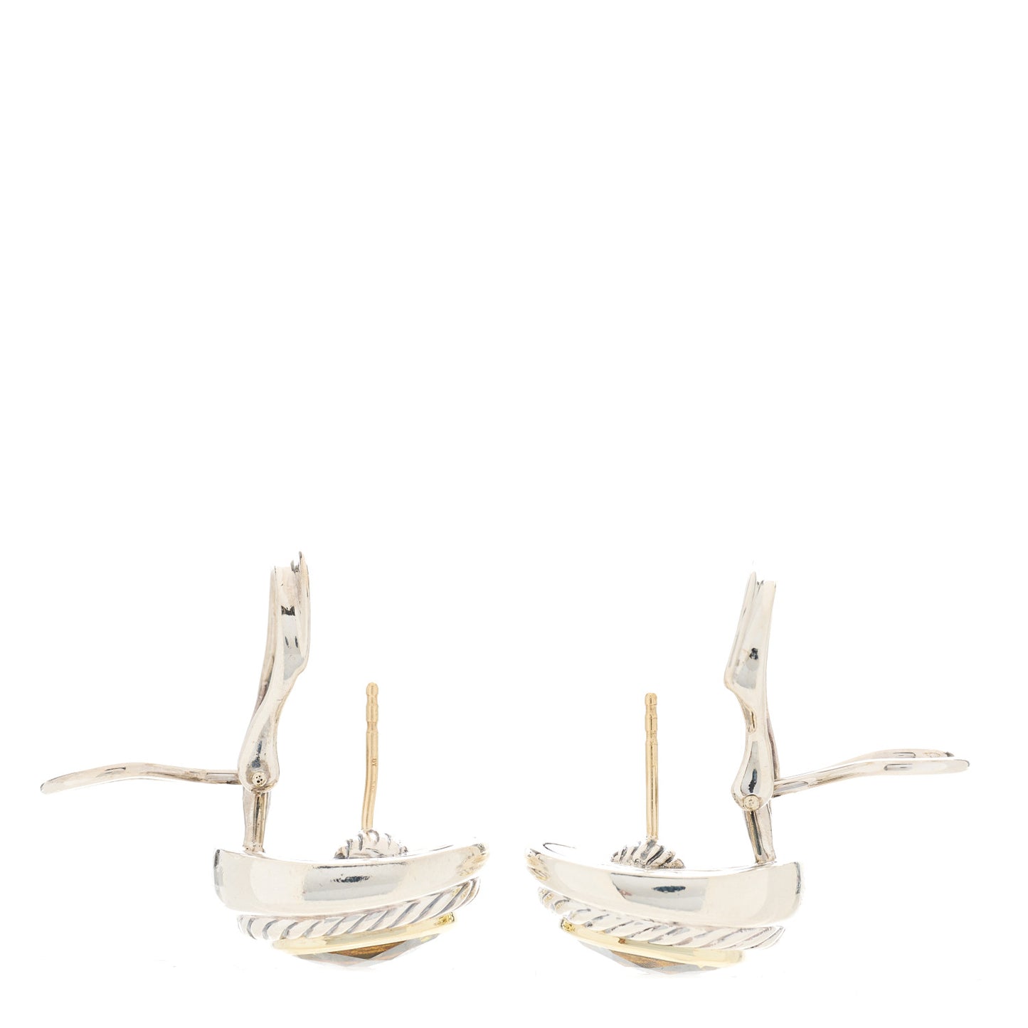 Sterling Silver 14K Gold Lemon Citrine 11mm Albion Earrings