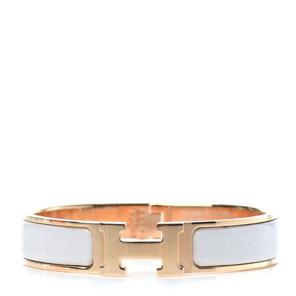 Hermes Enamel Narrow Clic Clac H Bracelet GM White 1 of 4