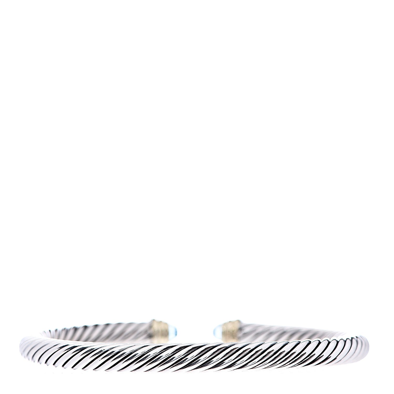 David Yurman Sterling Silver 14K Yellow Gold Blue Topaz 5mm Cable Classics Petite Color Bracelet 3 of 4