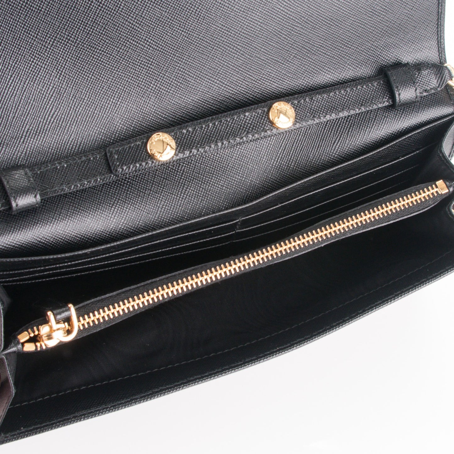 Saffiano Metal Oro Chain Wallet Nero Black