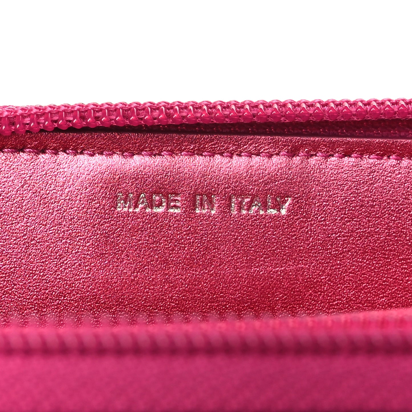 Metallic Patent Quilted Boy Zip Around Wallet Fuchsia