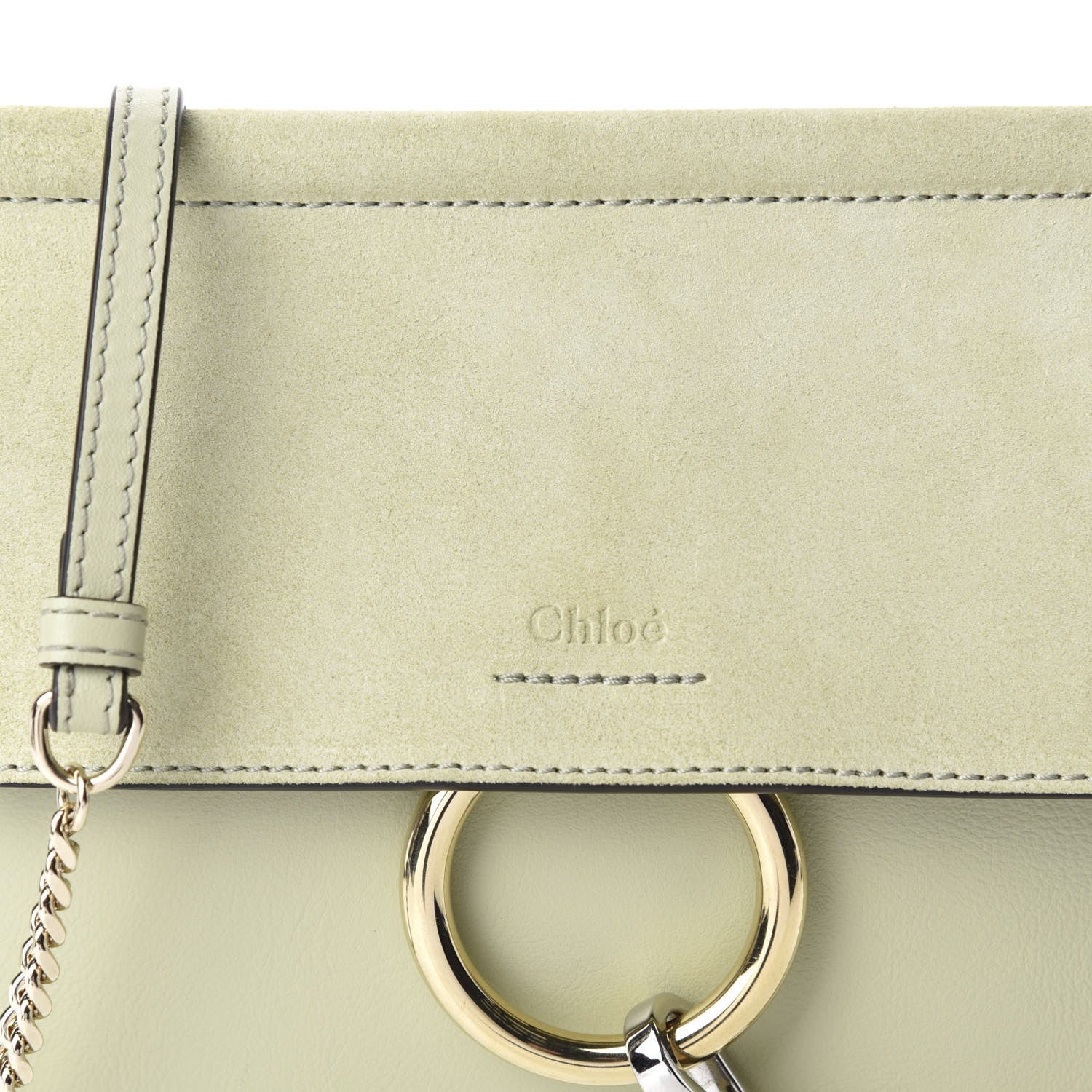 Chloe Calfskin Suede Medium Faye Shoulder Bag Eucalyptus 10 of 10