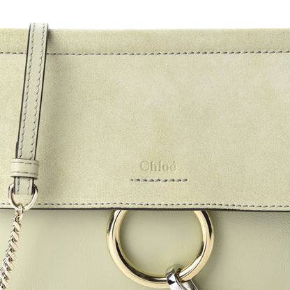 Chloe Calfskin Suede Medium Faye Shoulder Bag Eucalyptus 10 of 10