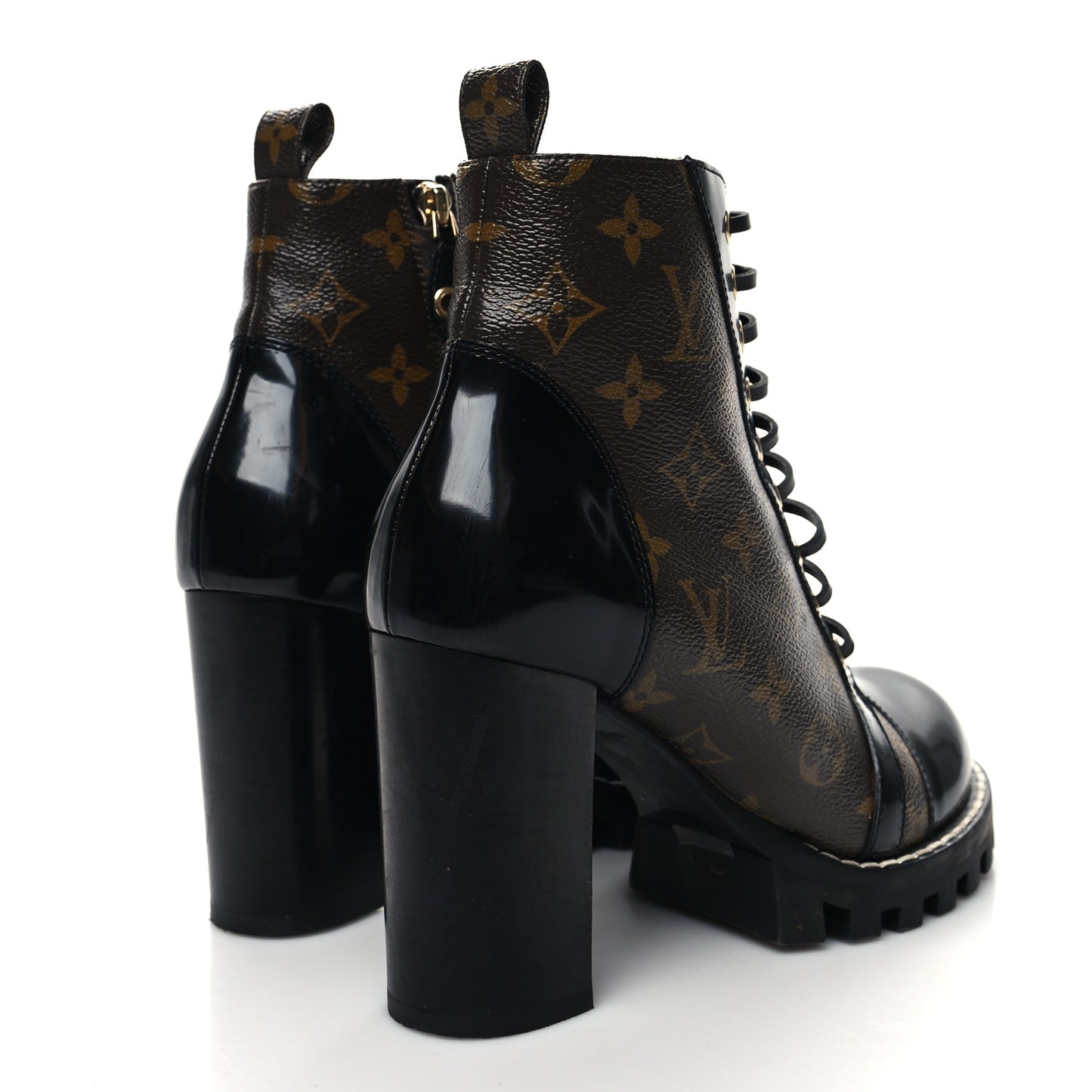 Patent Calfskin Monogram Star Trail Ankle Boots 39 Black