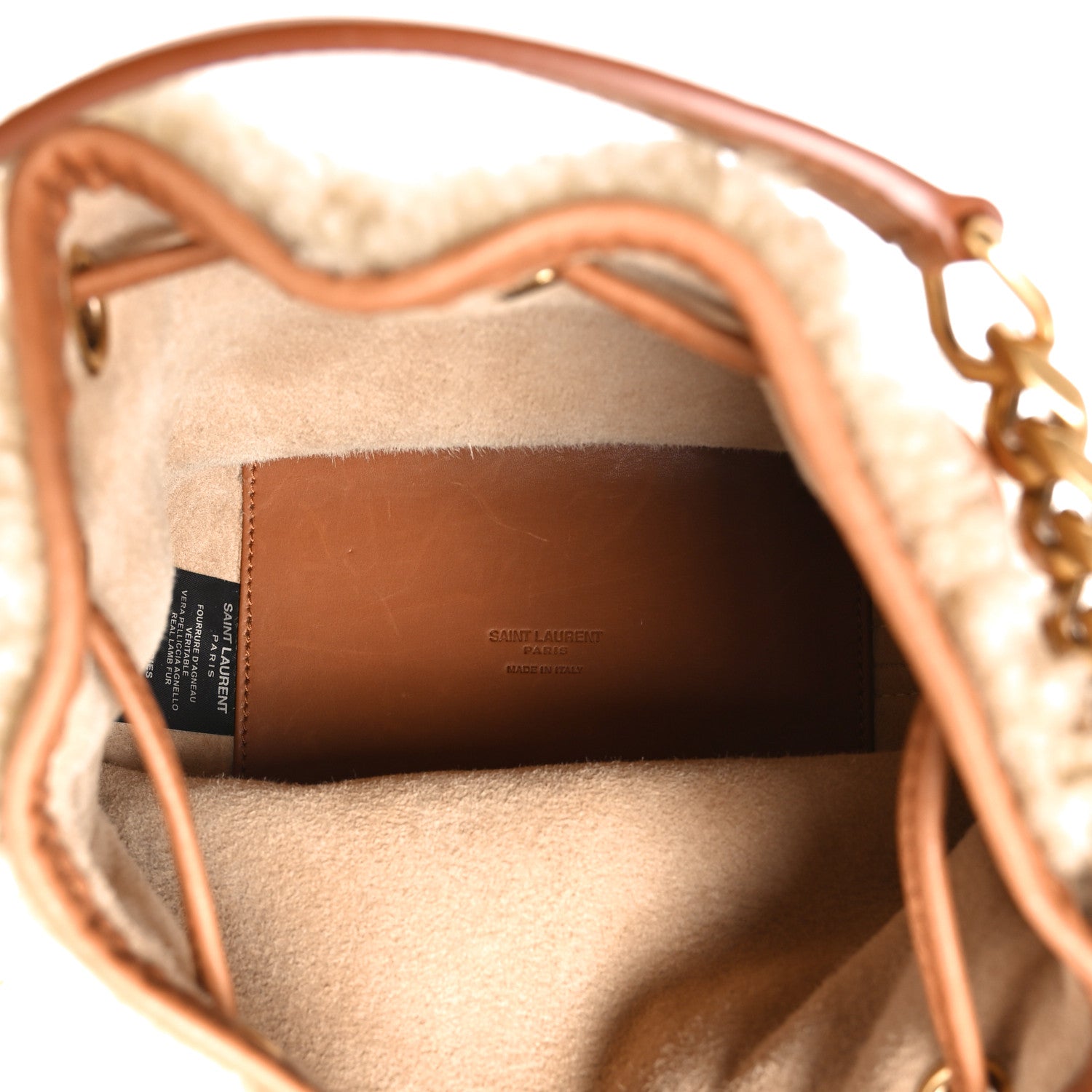 Saint Laurent Shearling Calfskin Small Emmanuelle Bucket Bag Natural Beige Brick 5 of 9