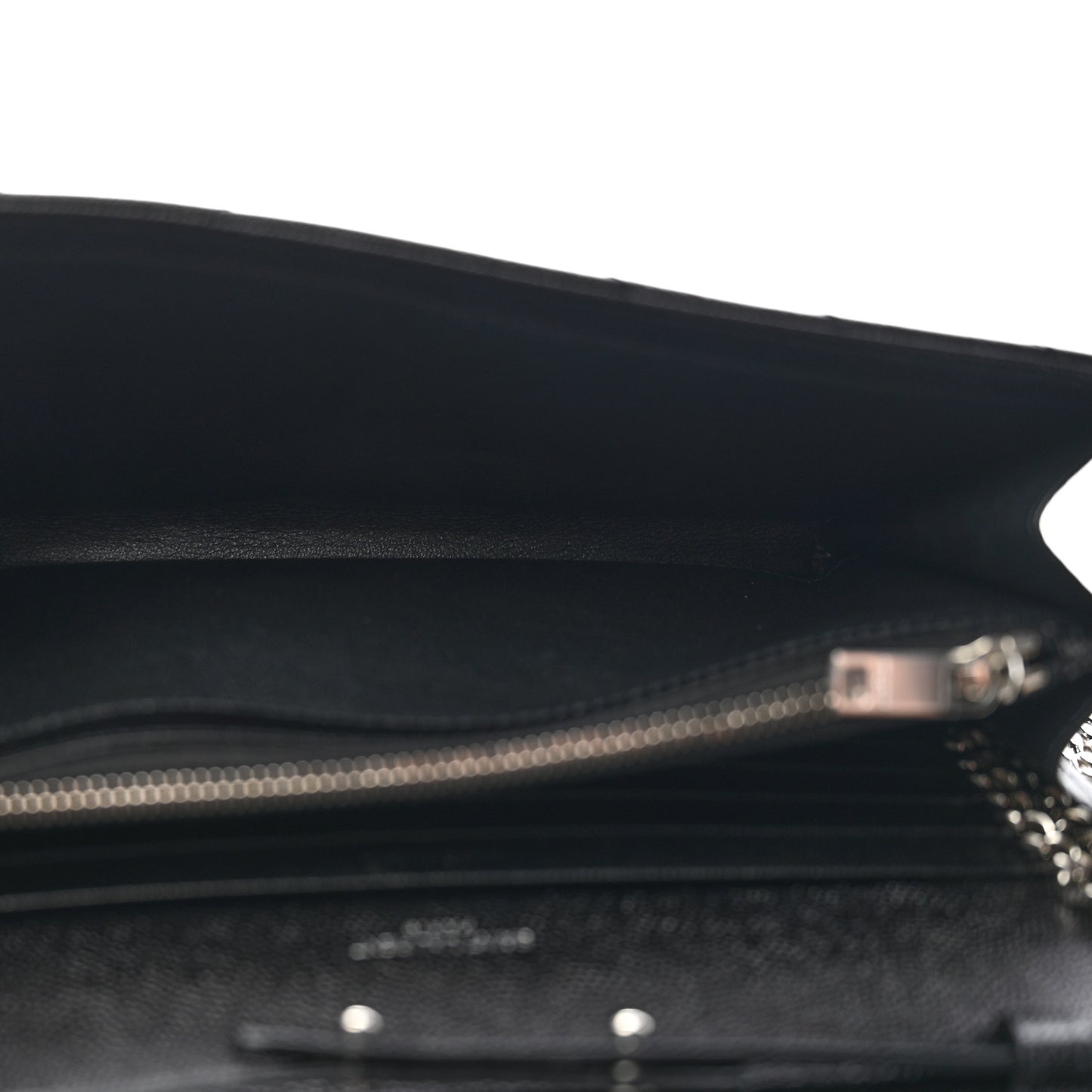 Grain De Poudre Matelasse Chevron Monogram Chain Wallet Black Black