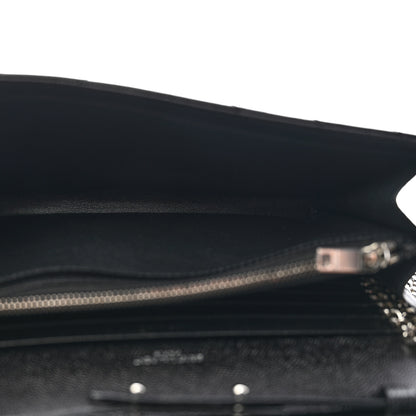 Saint Laurent Grain De Poudre Matelasse Chevron Monogram Chain Wallet Black Black 5 of 12
