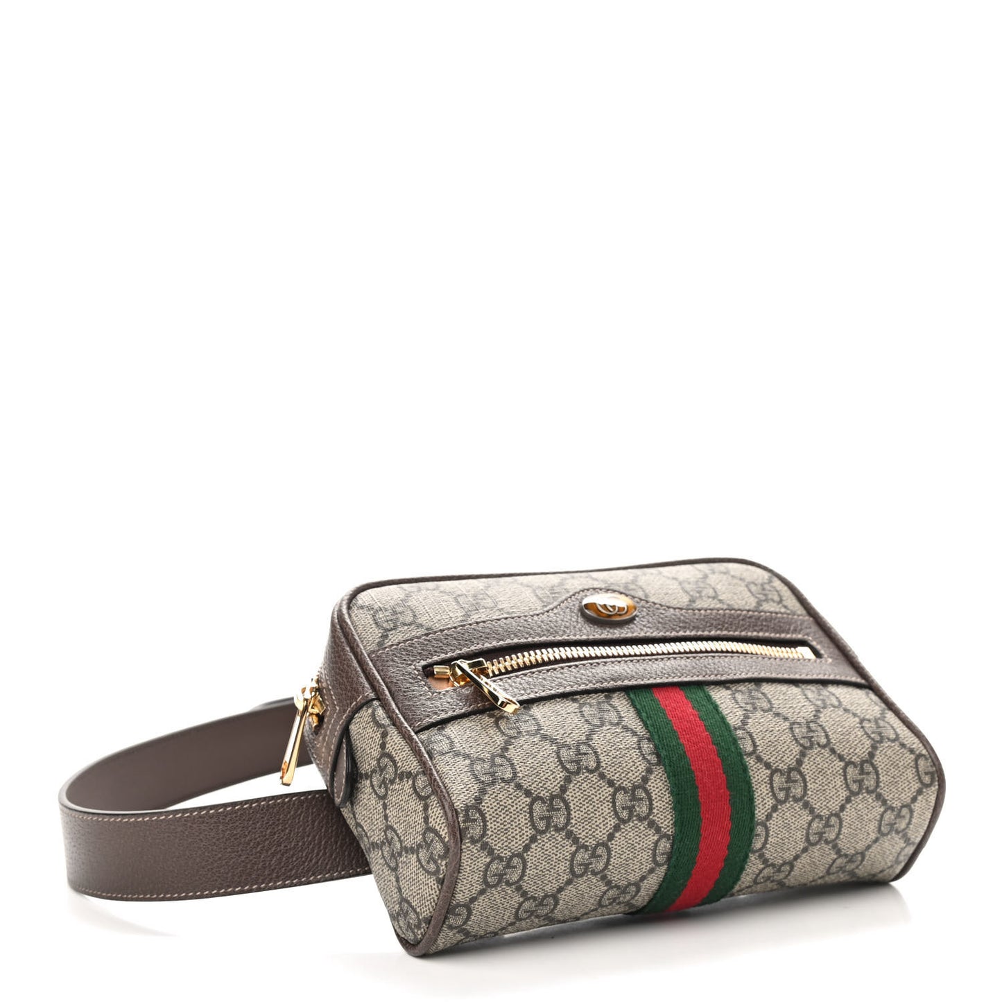 GG Supreme Monogram Web Small Ophidia Belt Bag 85 34 Dark Brown