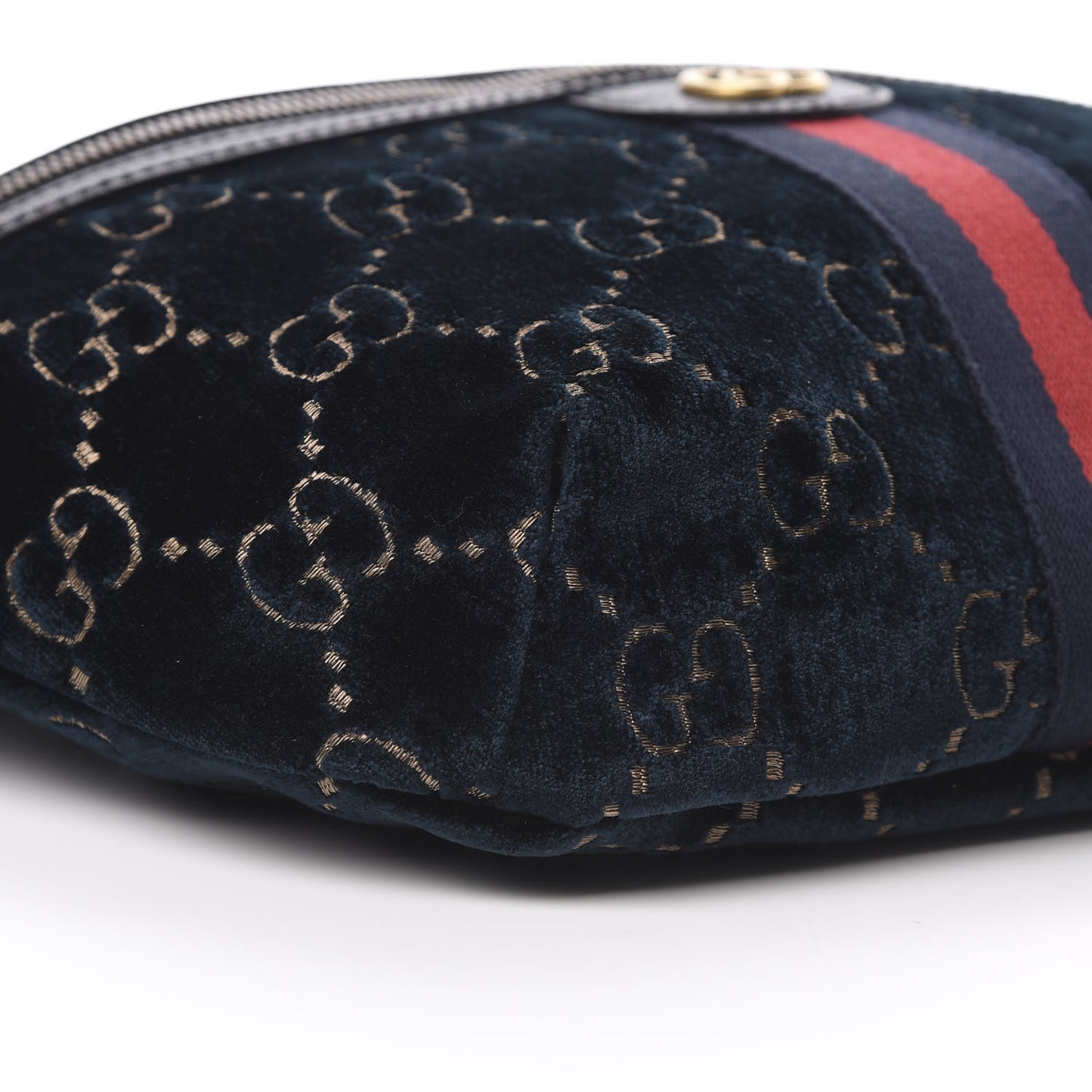 Velvet GG Monogram Web Belt Bag Blue Beige