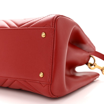 Gucci Calfskin Matelasse Small GG Marmont Tote Hibiscus Red 9 of 9