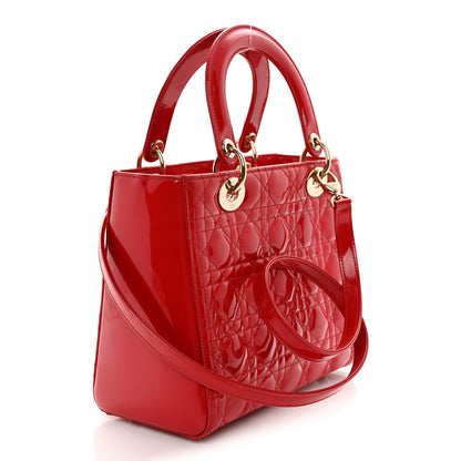 Christian Dior Patent Cannage Medium Lady Dior Red 3 of 10