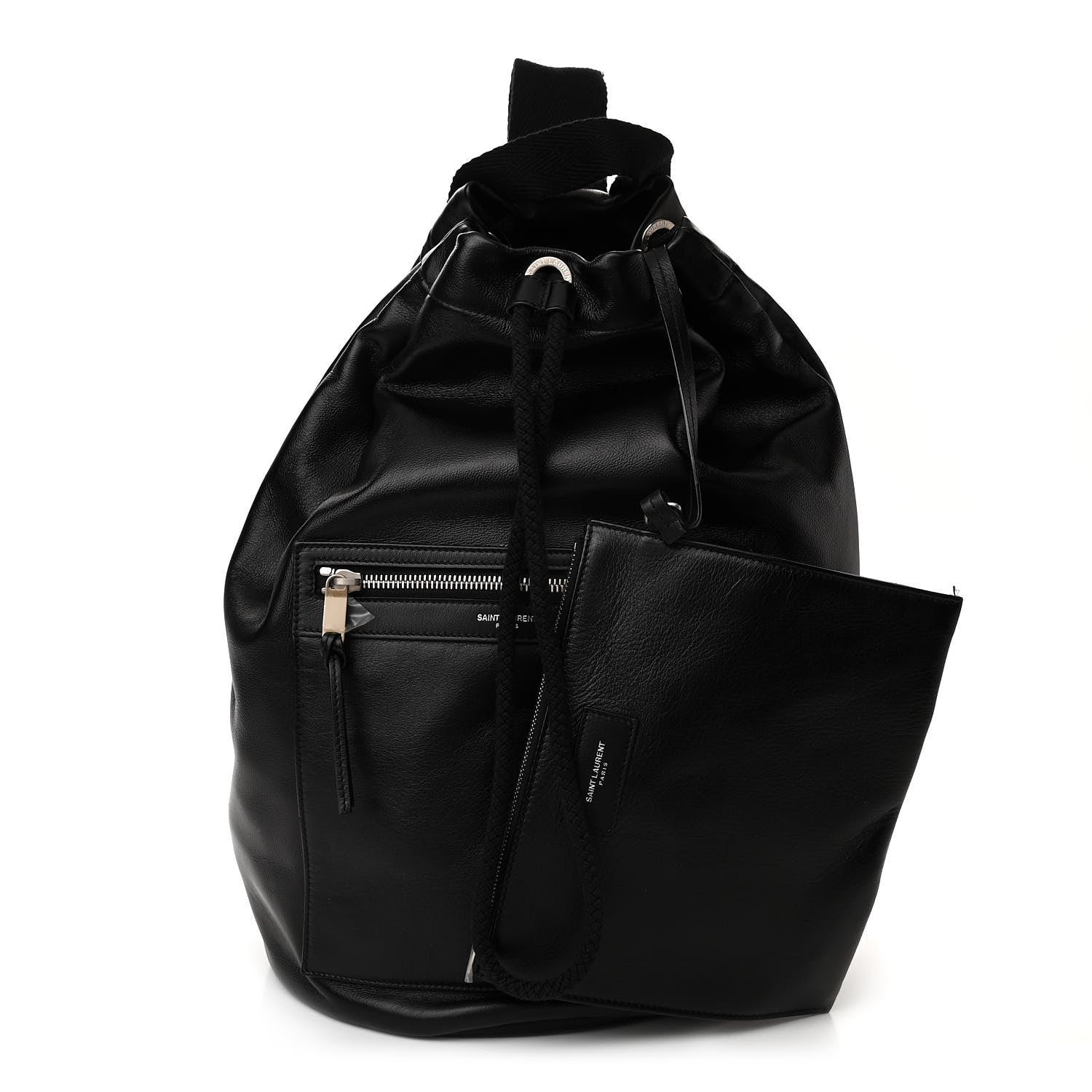 Saint Laurent Smooth Calfskin City Sailor Drawstring Backpack Black 1 of 11