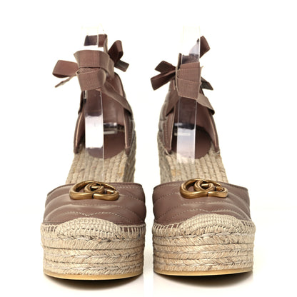 Gucci Nappa Matelasse GG Marmont Ankle Wrap Platform 35/120mm Espadrille Wedges 38 Porcelain Rose 2 of 10