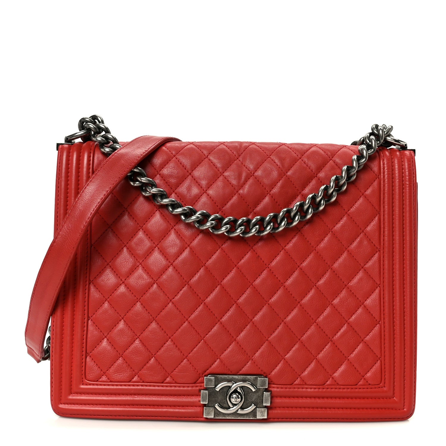 Chanel Calfskin Quilted Large Boy Flap Red 1 of 10