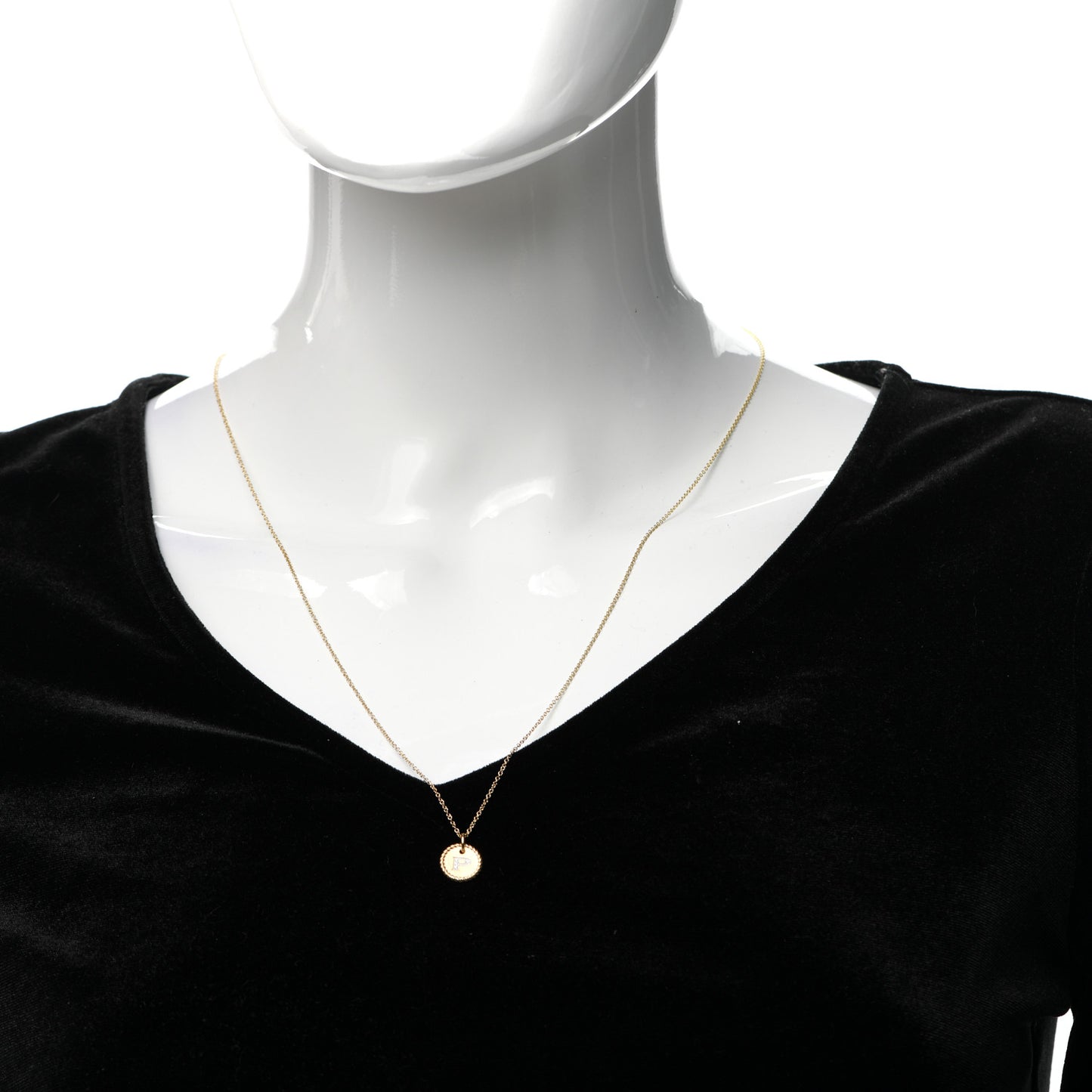 18K Yellow Gold Diamond Initial P Charm Necklace