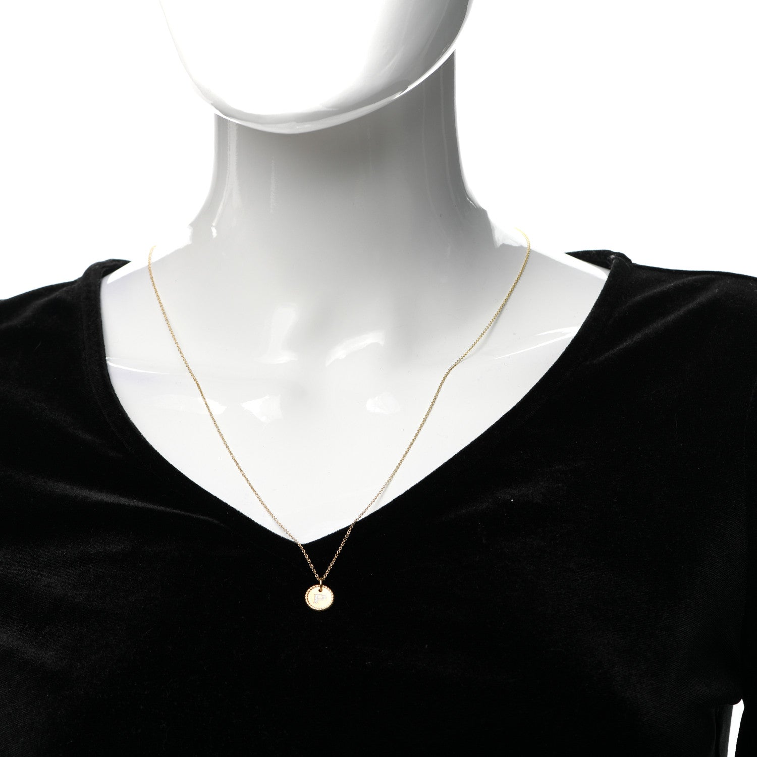 David Yurman 18K Yellow Gold Diamond Initial P Charm Necklace 2 of 5