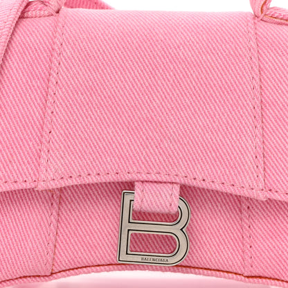 Balenciaga Washed Denim Hourglass Top Handle Bag Mini Denim Pink 9 of 14