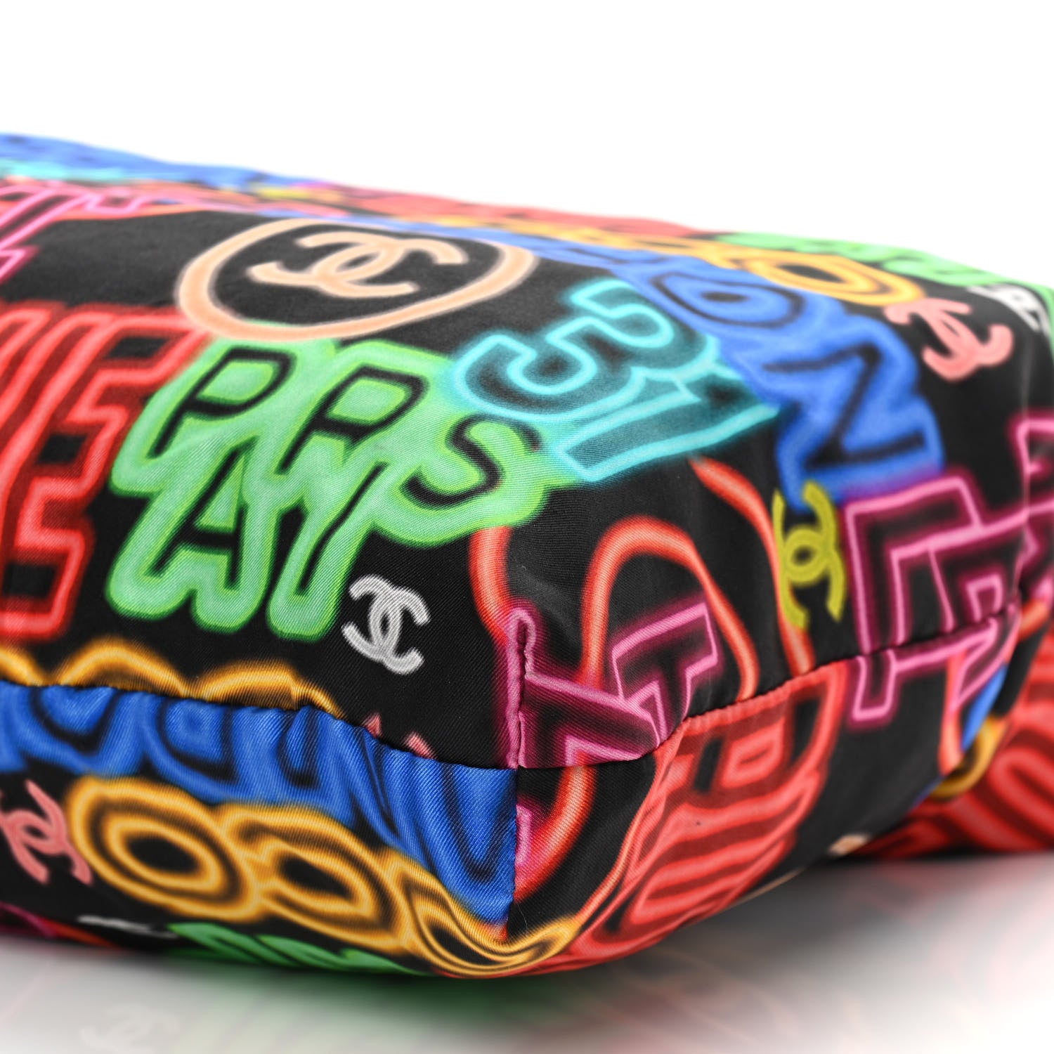 Chanel Caviar Fabric Graffiti Foldable Tote Bag With Chain Black Multicolor 11 of 18