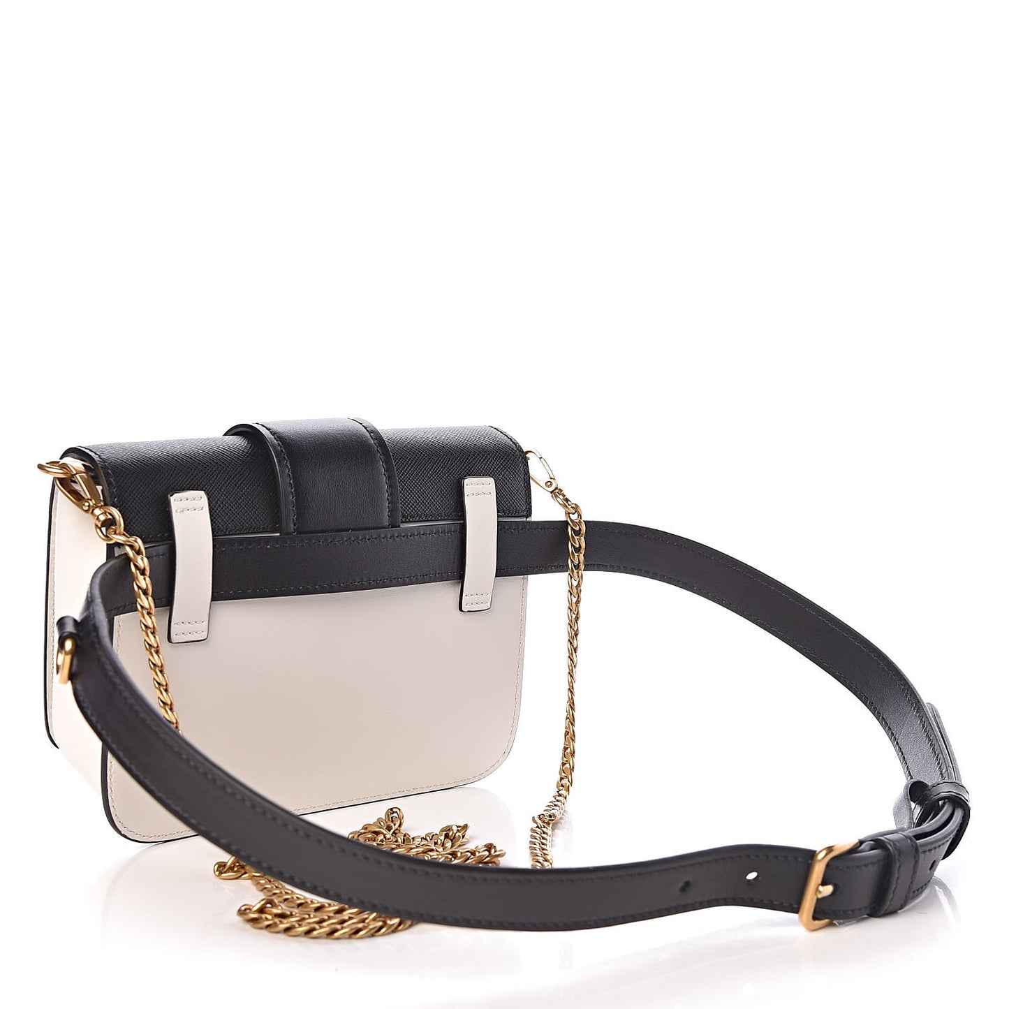 Saffiano City Calf Cahier Belt Bag White Black
