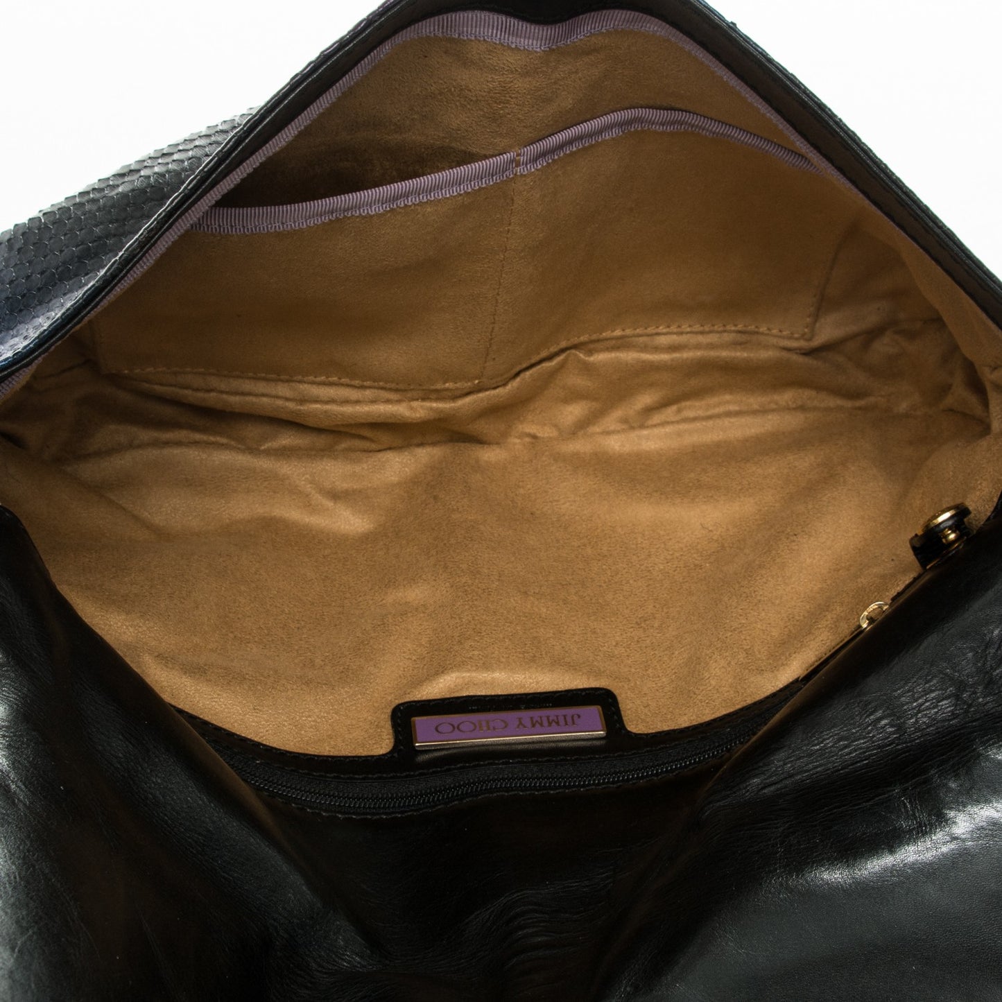 Metallic Python Lambskin Arad Clutch Black Multicolor