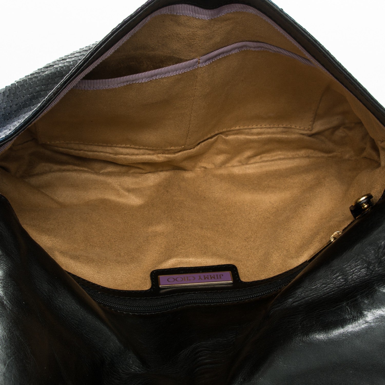 Jimmy Choo Metallic Python Lambskin Arad Clutch Black Multicolor 5 of 7