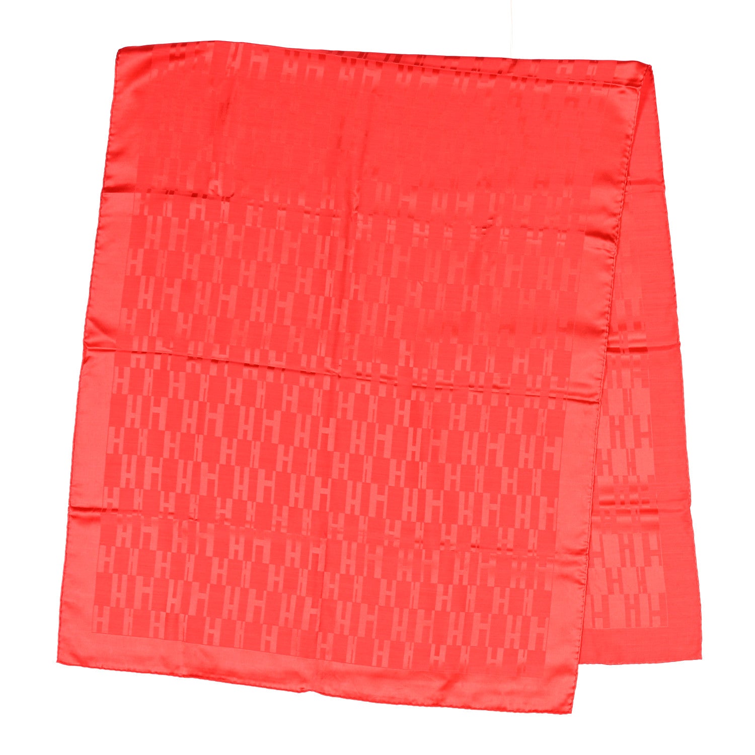 Hermes Silk Wool Faconnee Grand H Scarf Rouge Vif 2 of 4