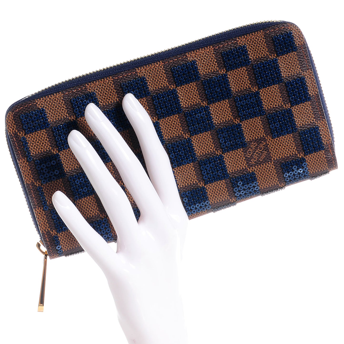 Damier Paillettes Zippy Wallet Blue