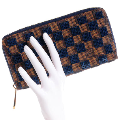 Louis Vuitton Damier Paillettes Zippy Wallet Blue 2 of 7