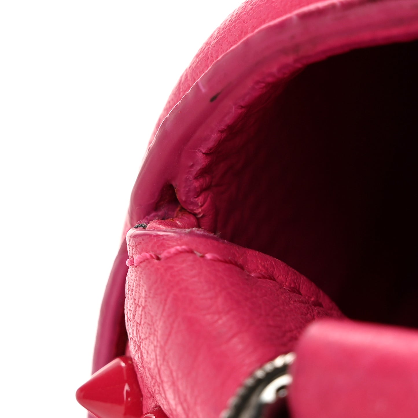 Calfskin Spikes Panettone Messenger Hot Pink