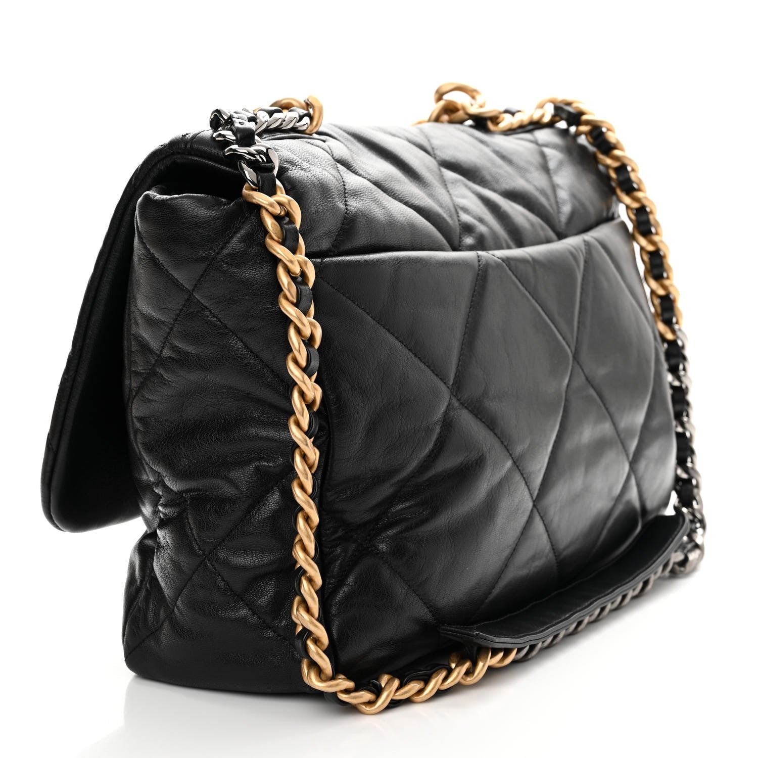 Chanel Goatskin Quilted Maxi Chanel 19 Flap Black 3 of 10