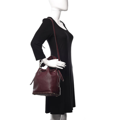 Valentino Garavani Pebbled Calfskin Small Rockstud Bucket Bag Vinaccia 2 of 9