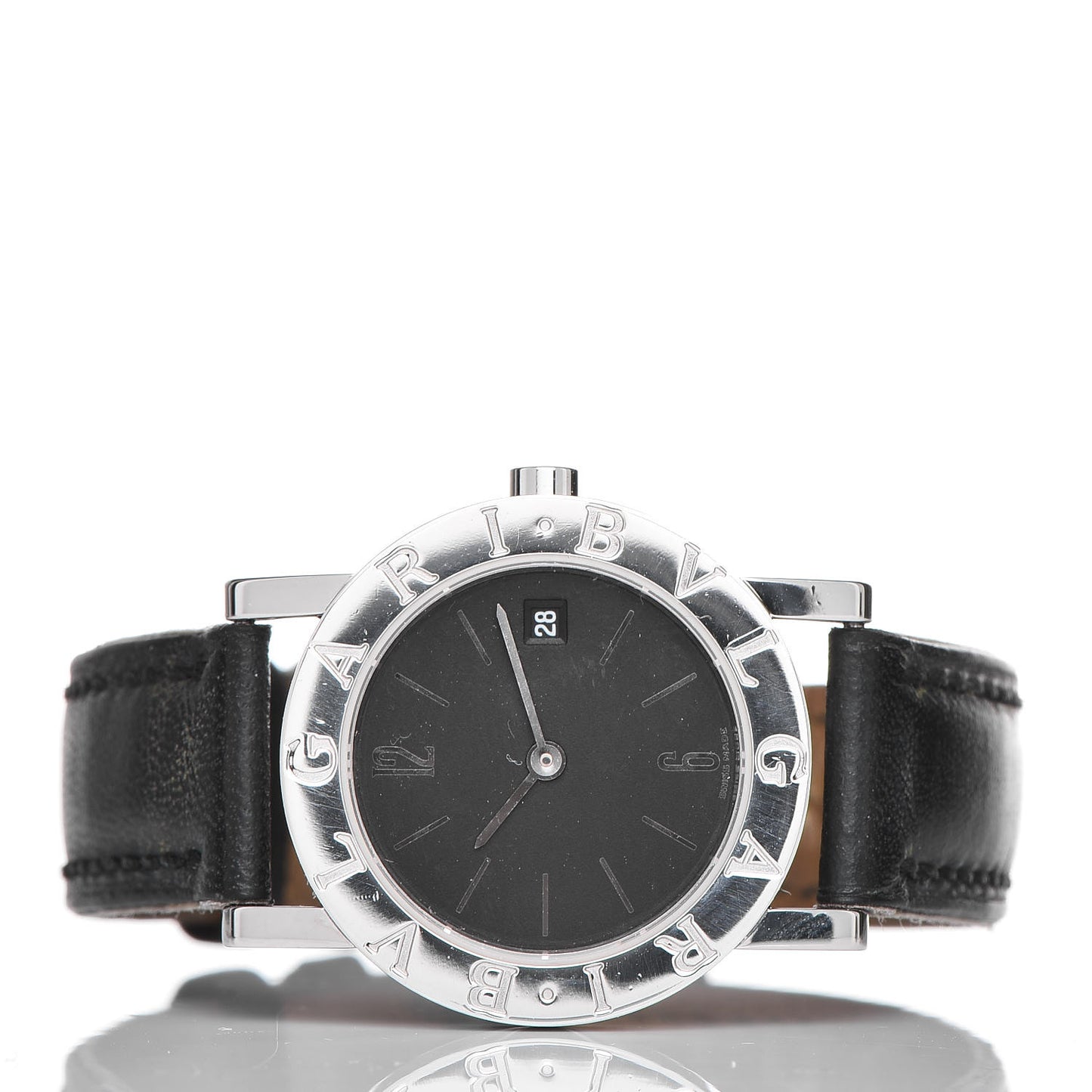 Stainless Steel Calfskin 26mm Quartz Watch Black